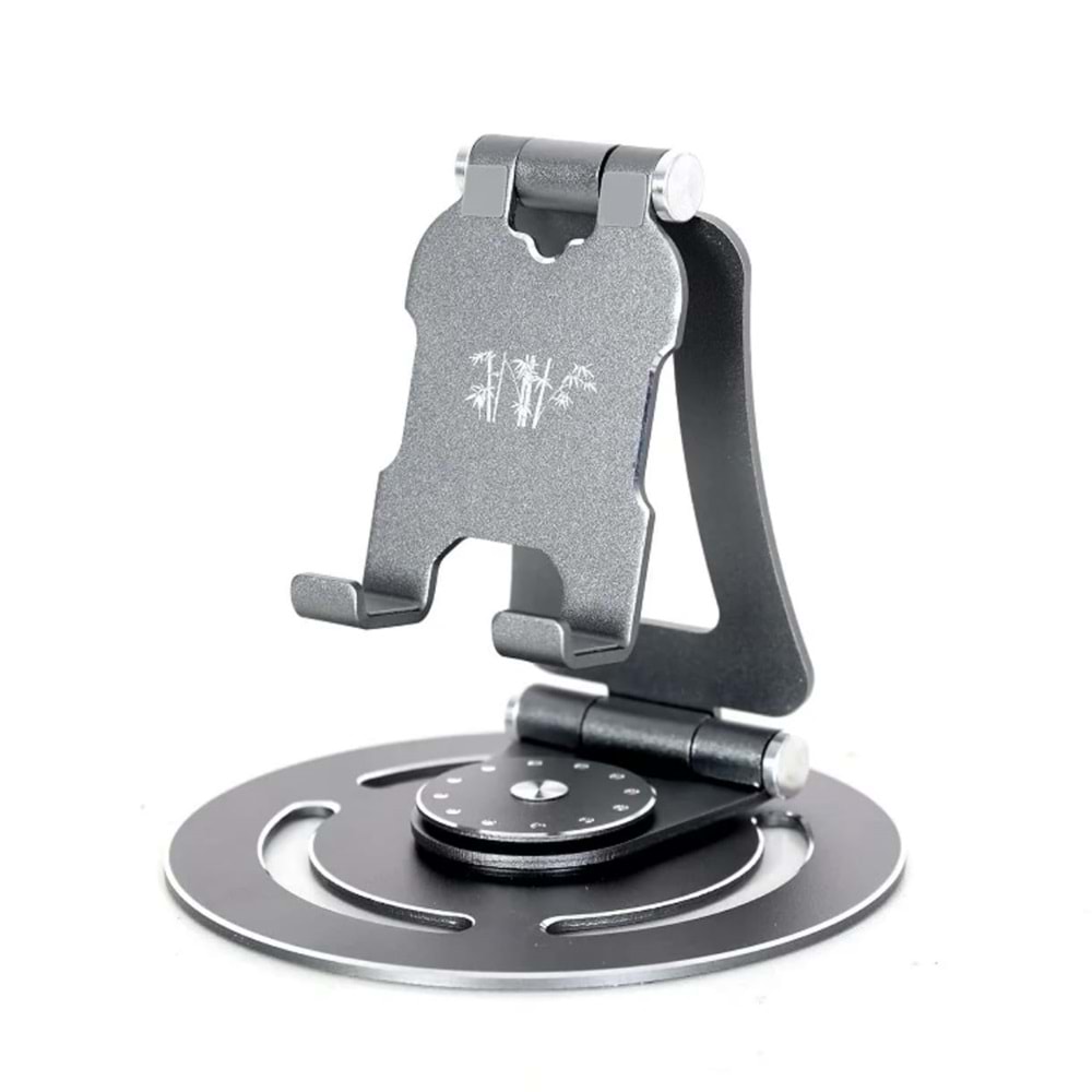 360° Döner ve Katlanabilir Alüminyum Telefon & Tablet Standı GRİ BÜYÜK
