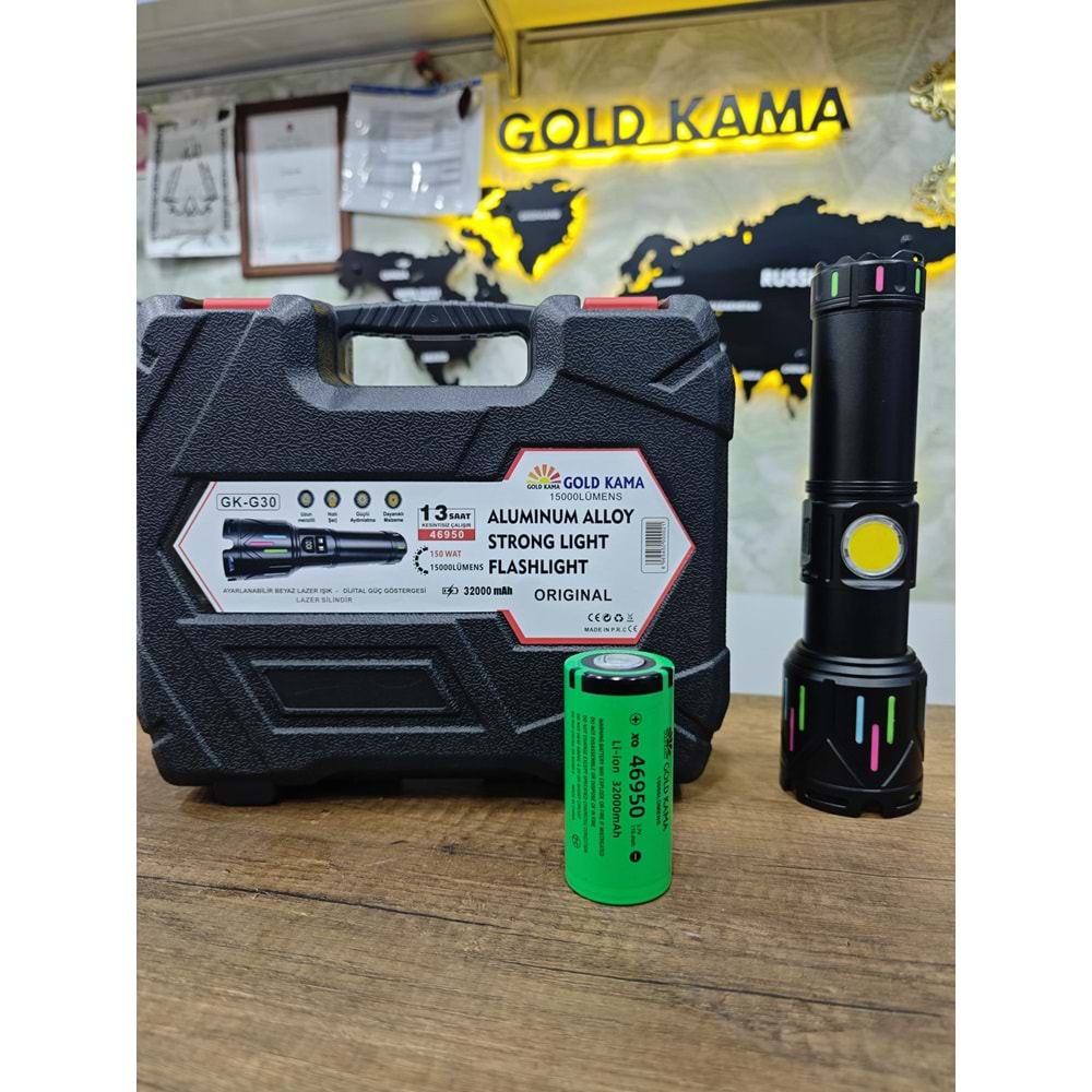 GK-G30 15000LÜMENS 13 SAAT KAPASİTELİ YENİ EL FENERİ