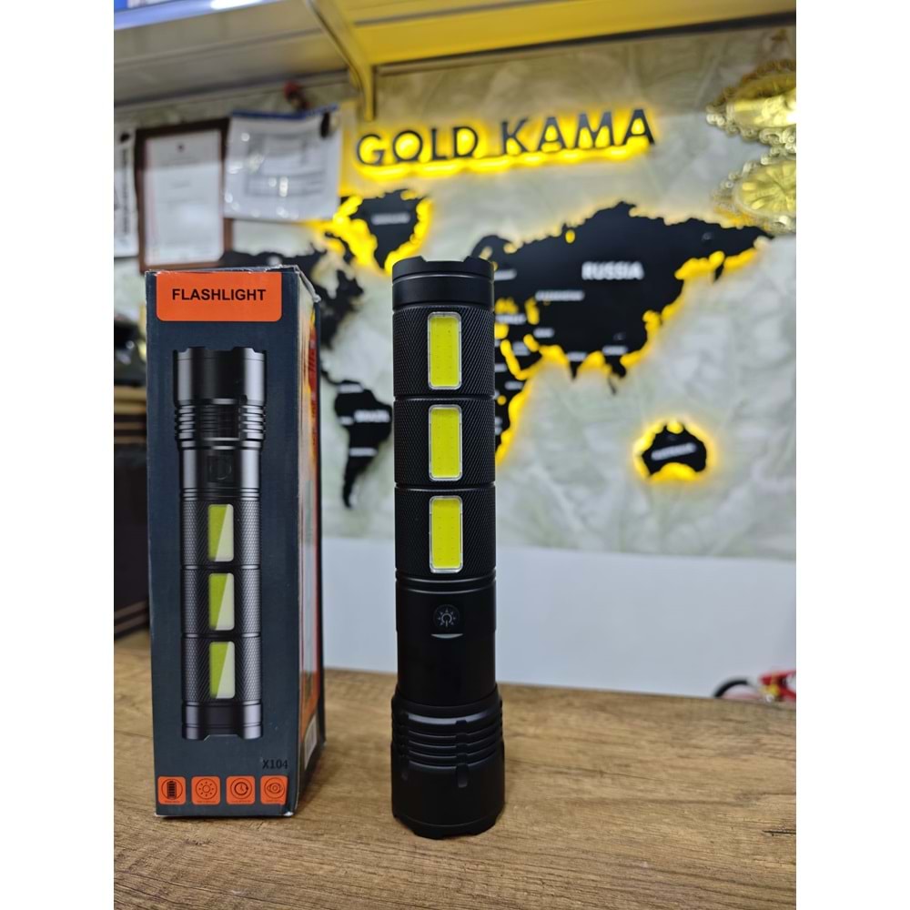 X-104 3 ŞERİTLİ YÜKSEK KAPASİTELİ EL FENERİ