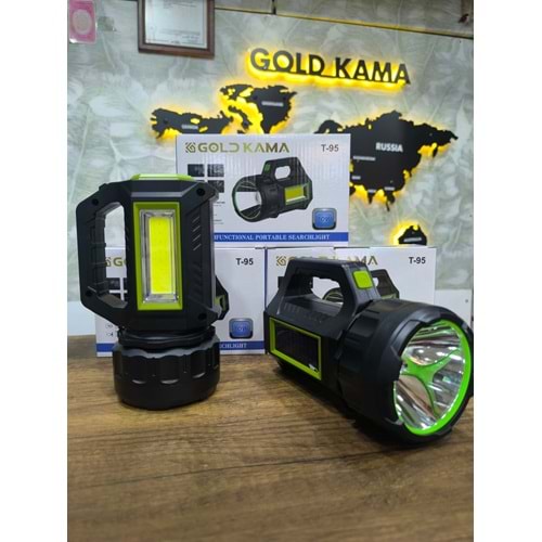 T95 30W Uzun Menzilli Solar Panelli Powerbank Usb Çıkış S.o.s Lu Ultra Güçlü Ledli Şarjlı Feneri