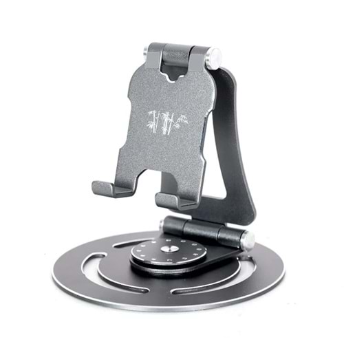 360° Döner ve Katlanabilir Alüminyum Telefon & Tablet Standı GRİ BÜYÜK